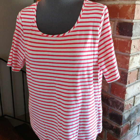 croft & barrow Tops - Bright striped 3/4 sleeved Tee